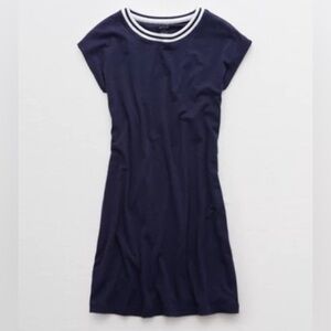 Aerie Navy and White Crewneck T-Shirt Dress